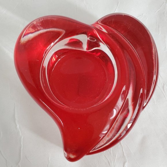 PartyLite Other - PartyLite Red Glass Heart Tealight Candle Holder Retired P8811